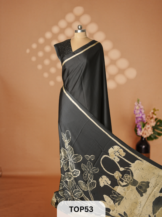 Batik Inspired SATIN CREPE SAREE