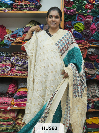 PURE DOLA SILK WITH AJRAKH MINAKARI PALLU