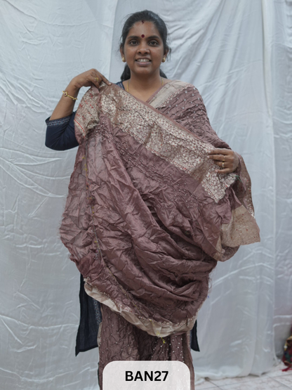 PURE RAW SILK WITH MEENAKARI BUTTA BANDHINI SAREE
