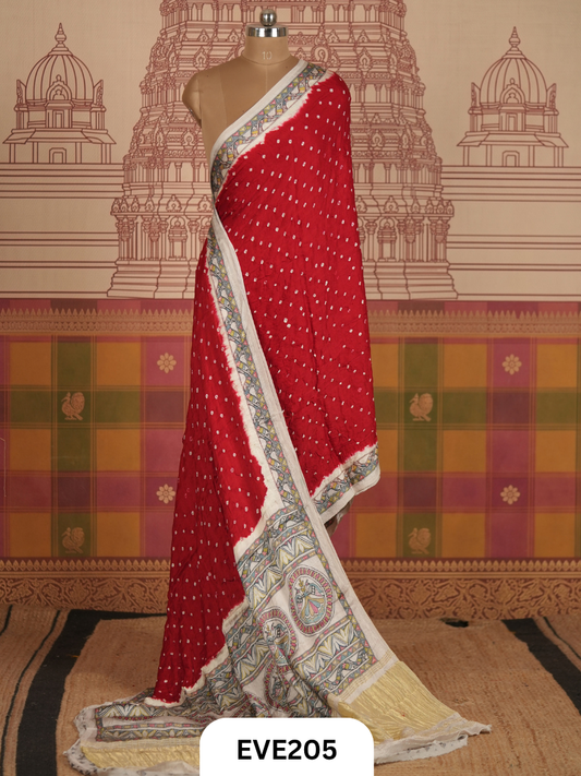 Modal Bandhini With Madhubani Fusion Saree
