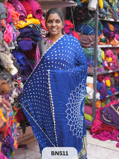 SEMI TISSUE WITH MAKDI PALLU - LADGI PATTA