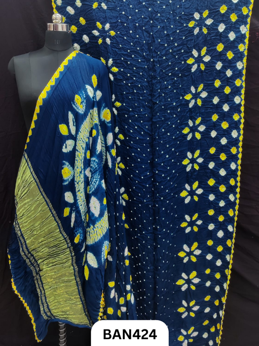 Semi Gaji Silk Tissue Pallu Shibori Pallu Shibori Border Bandhej Saree