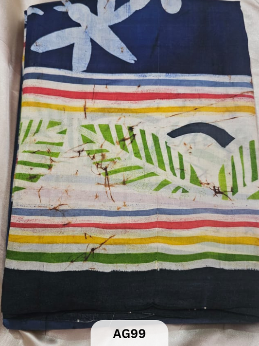MURSHIDABAD HAND BATIK PAINTED SILK SAREE