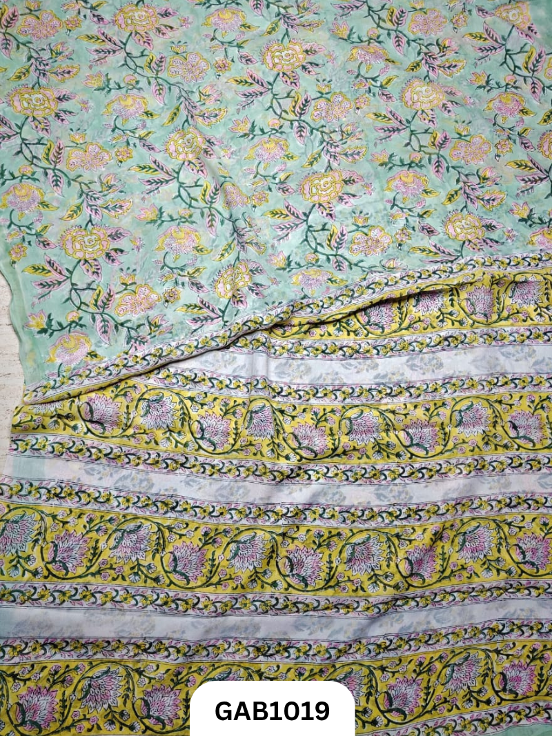 Premium Hand Block Printed Georgette Sarees with Blouse
