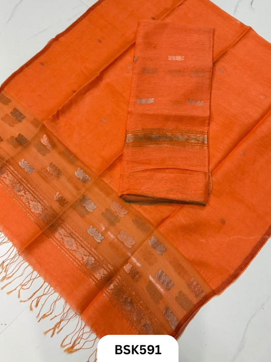 Handloom Silk Linen top & Duppata 2.5 mtr