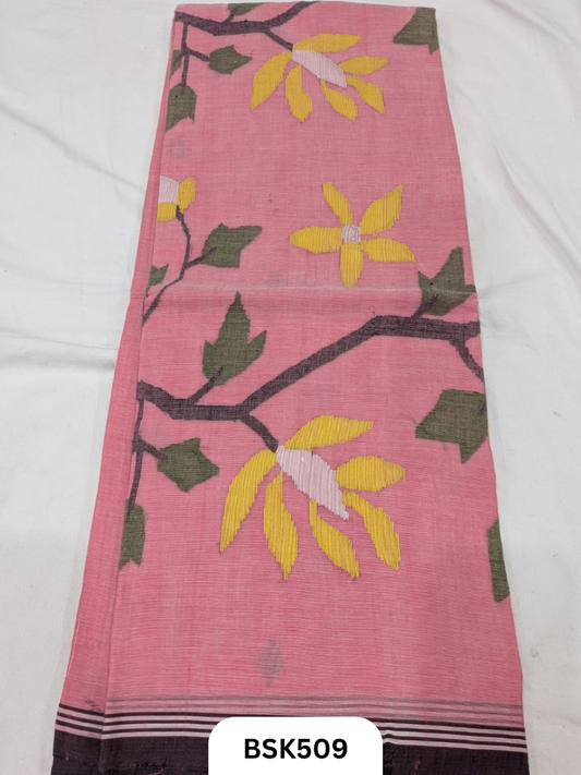 Handloom Pure Mul Cotton With Jamdhani Weave Saree