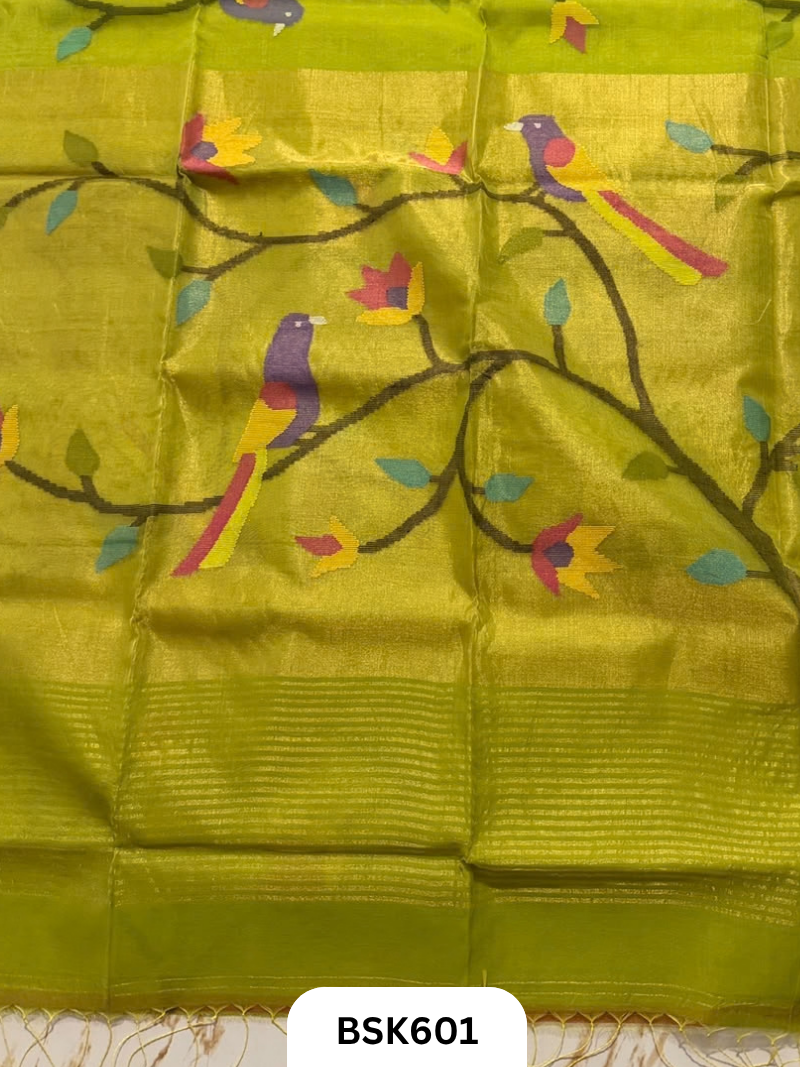 Handloom Pure Muslin Jamdhani With Hand Needle Work Saree