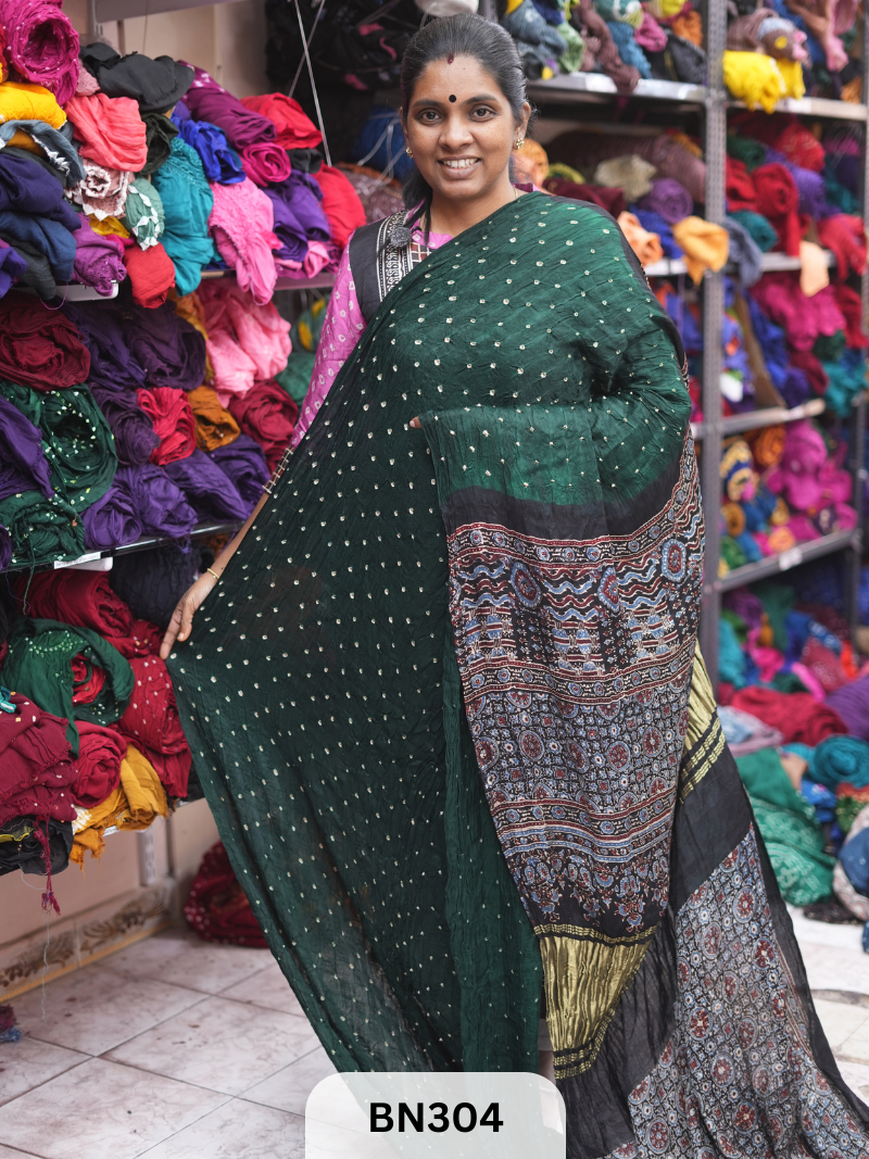 MODAL GAJI - AJRAKH BANDHINI SAREE