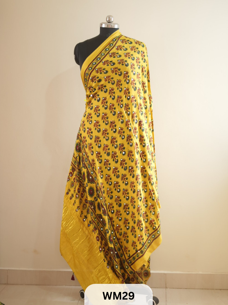 MODAL SILK WITH GLUED MIRROR LAGDI PATTA DUPPATTA