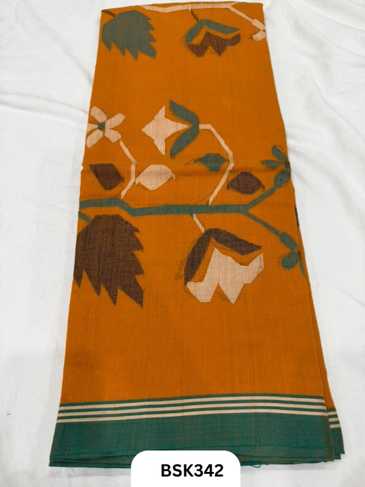 Handloom Pure Mul Cotton With Jamdhani Weave Saree
