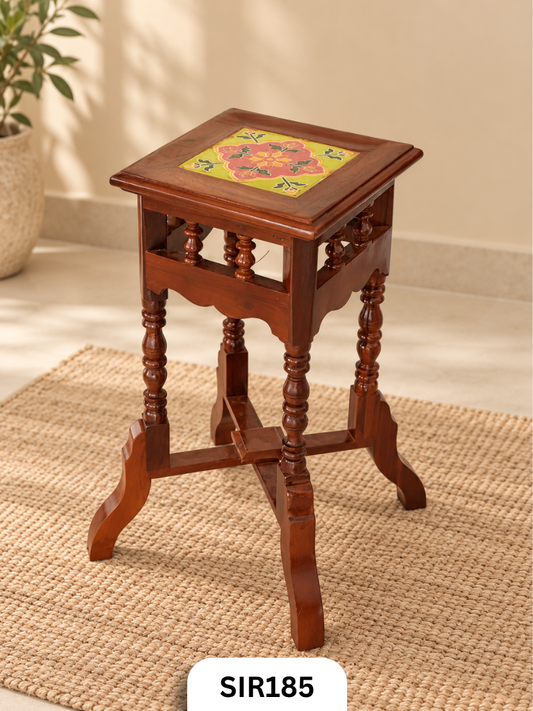Teak Wood Authentic Athanugudi Tiles Handcrafed Stool