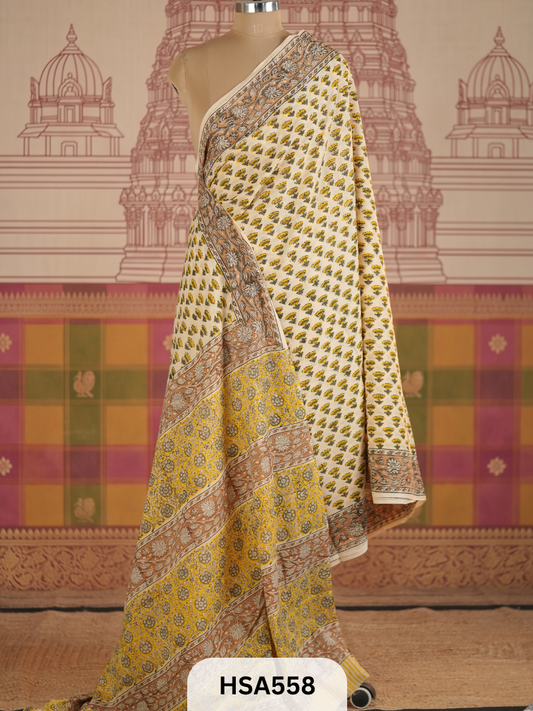 COTTON AJRAKH HANDBLOCK SAREE