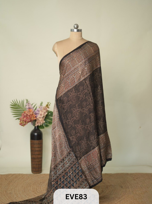 MODAL AJRAKH HANDBLOCK PRINT SAREE