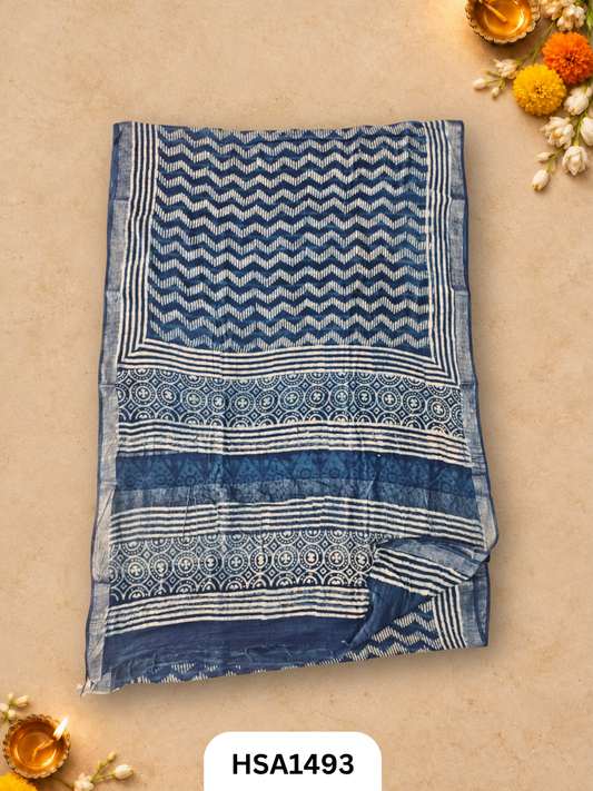 Kalamkari Hand Block Printed Soft Linen With Blouse