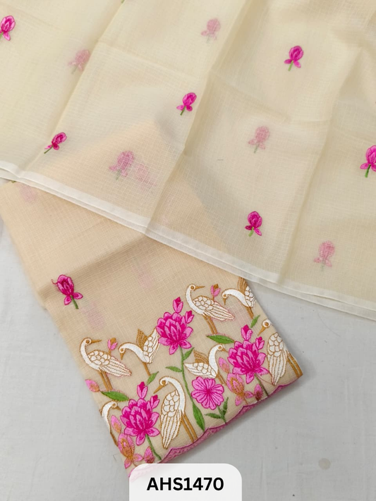 Soft Kota Embroidery Work Dress Material Top & Dupatta