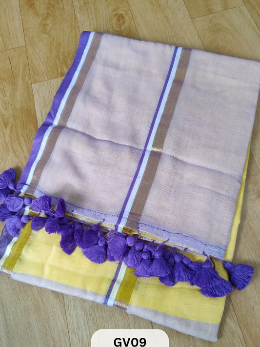 SOFT BENGAL MALMAL SAREE | HANDMADE TASSELS