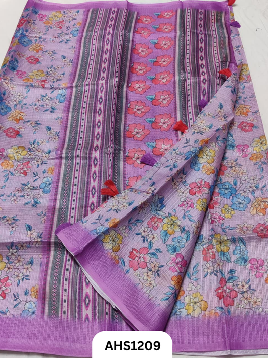 Soft Silk Kota Digital Print Saree With Blouse