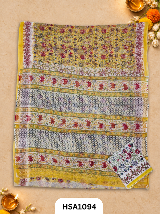 Hand Block Printed Traditional Designs & Multi Colour Combinations Kota Doria Sarees