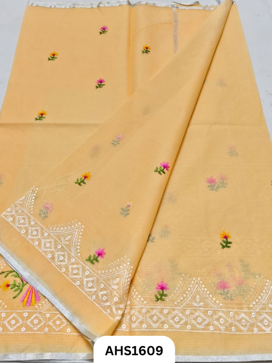 Kota Cotton Embroidery  Work Saree with Blouse