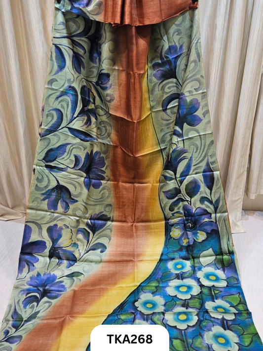 PURE HANDOWEN TUSSAR HAND PAINTED SAREE