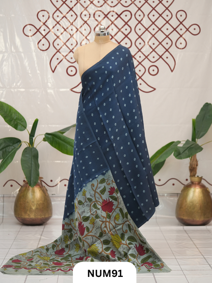 Modal Bandhini With Pure Penkalamkari Pallu And Blouse
