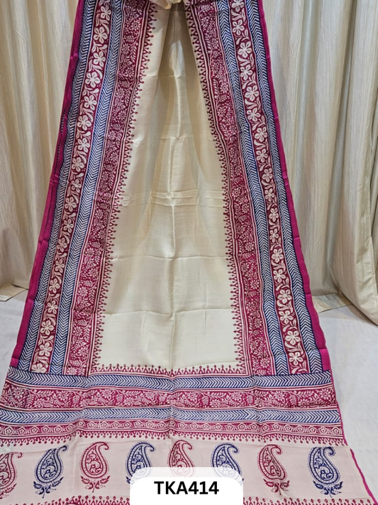 Murshidabad Silk Hand Painted Saree