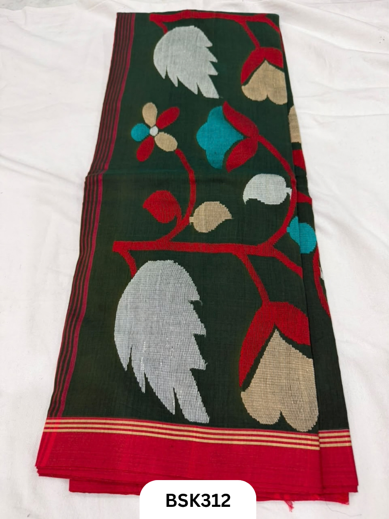 Handloom Pure Mul Cotton With Jamdhani Weave Saree