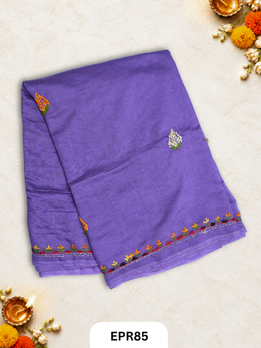 Mul Chanderi Lambani Embroidery Saree
