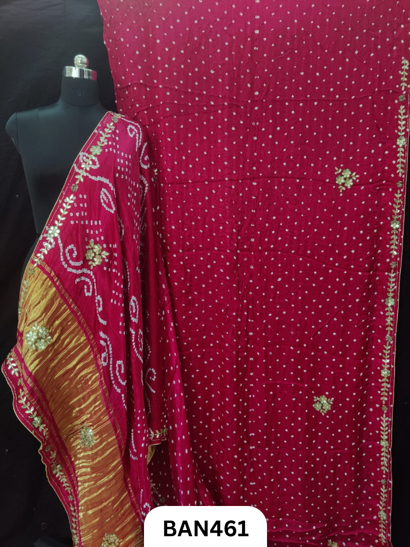 Semi Gaji SilkTissue Pallu Star Saree With Edging