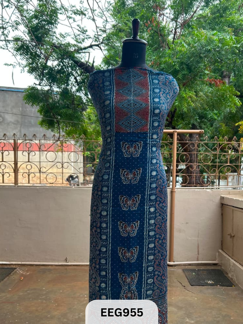 MODAL AJRAKH  HANDBLOCK PRINT TOP -2.5MTR