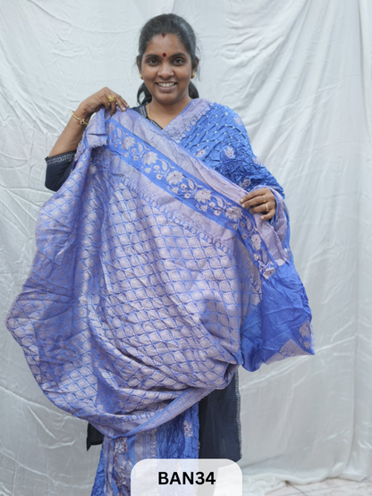 PURE RAW SILK WITH MEENAKARI BUTTA BANDHINI SAREE