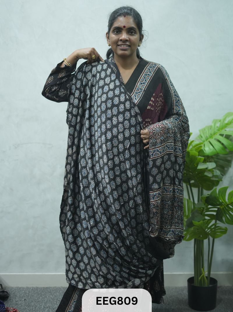 MODAL AJRAKH BANDHEJ SAREE