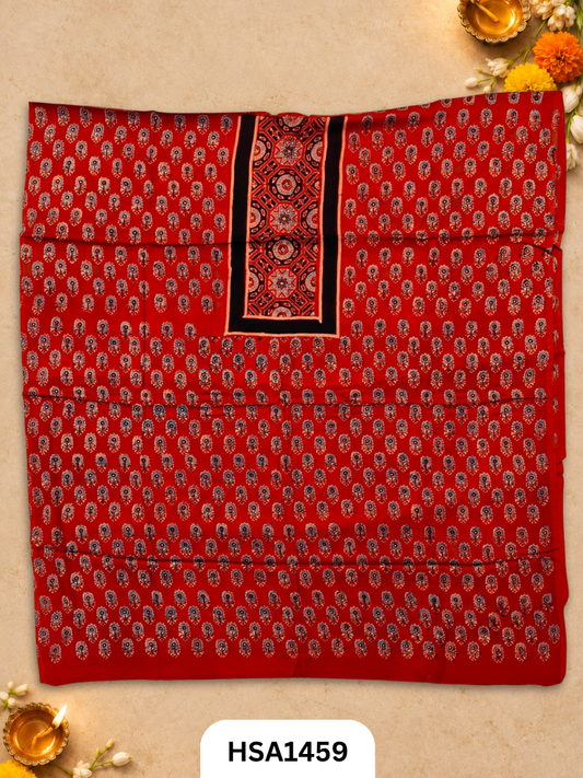 Ajrakh Hand Block Kuchh Printed Kaftan | Dress Material