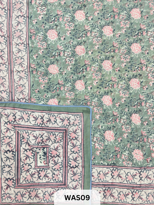 PREMIUM HAND BLOCK PRINTED JAIPURI COTTON 3 LAYER SIZE-90×108 KING SIZE