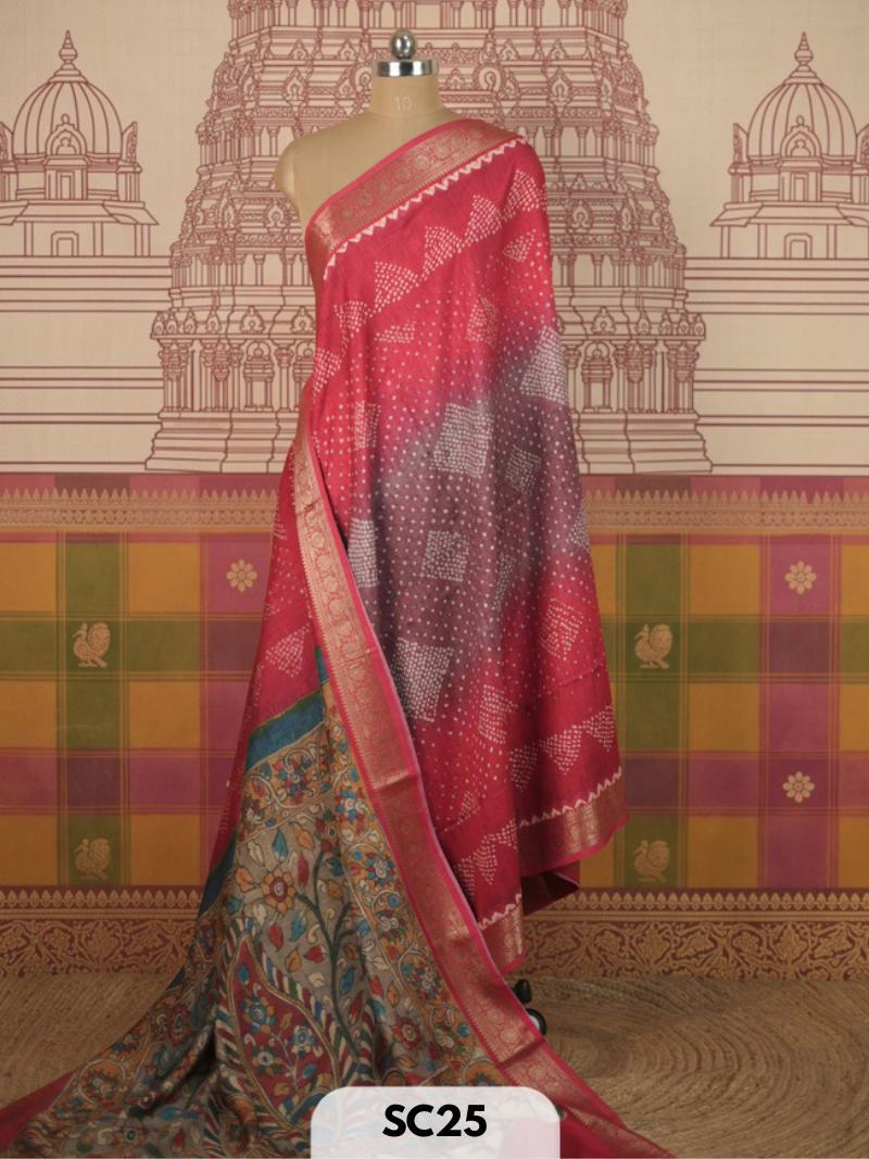 SEMI TUSSAR DIGITAL PRINT SAREE