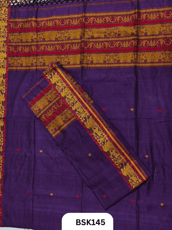 Exclusive Baluchari Handloom Pure Cotton Salwar Suit Set – Embroidered Top 2.5 m & Dupatta 2.5Mtr