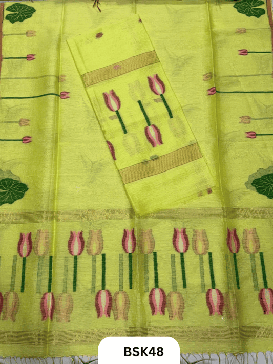 Premium Pure Handloom Linen Silk Salwar  Top 2.7 mtr  Duppata 2.5 mtr