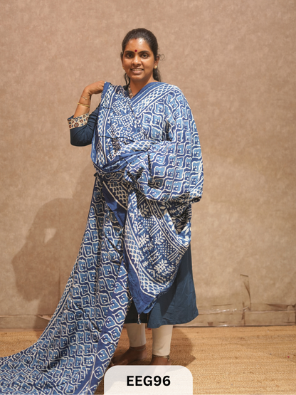 CHANDERI INDIGO SAREE