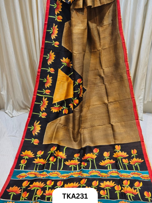 Murshidabad Silk Hand Painted Saree