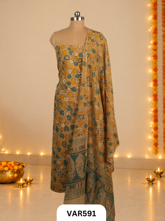 KALAMKARI 2 PCS SALWAR SUIT- top2.5 mtr and duppatta