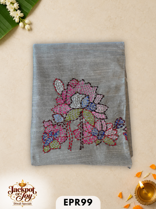 Raw silk with Kantha Blouse