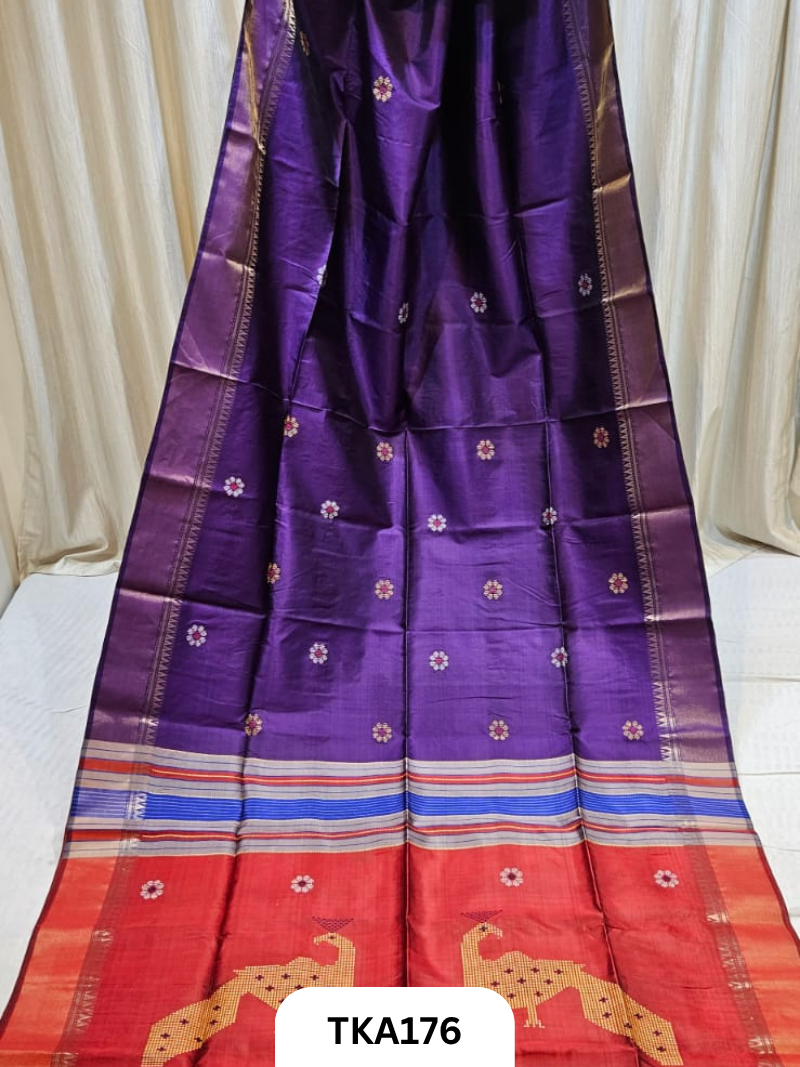 Pure Bishnupuri Katan Kalakshetra Silk – Handwoven Saree