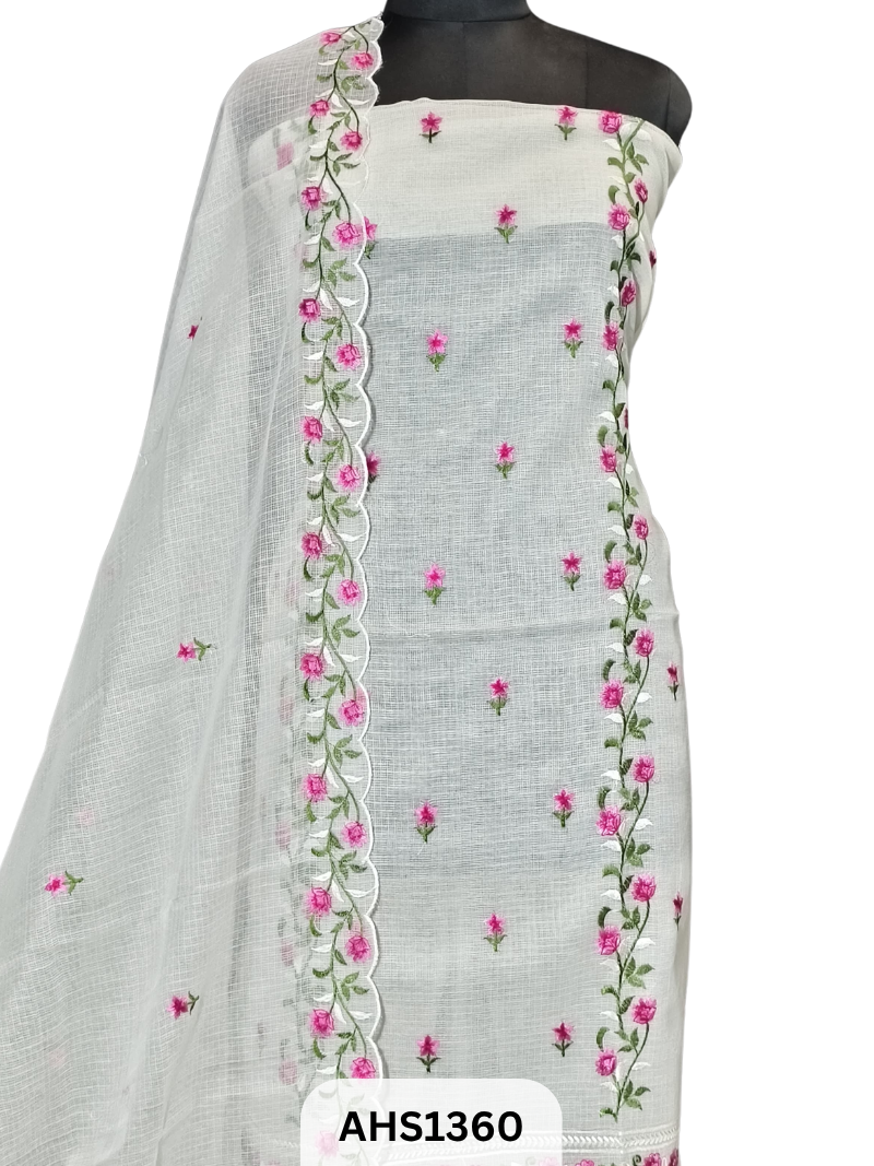 Exclusive  Kota Doria Embroidery Work -Top&duptta 2.5 Mtr