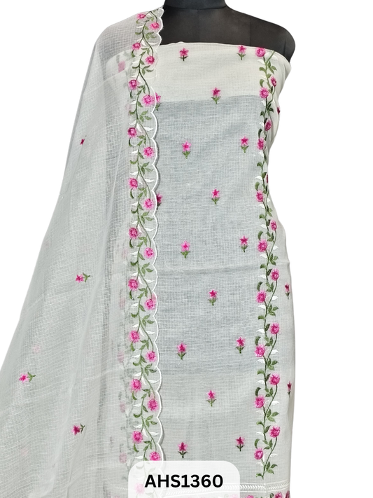 Exclusive  Kota Doria Embroidery Work -Top&duptta 2.5 Mtr