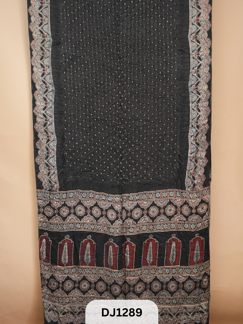 Bandhani Modal With Ajrakh Sarees