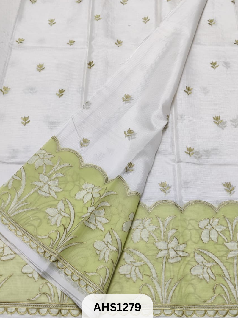 Soft Silk Kota Applique Work Saree