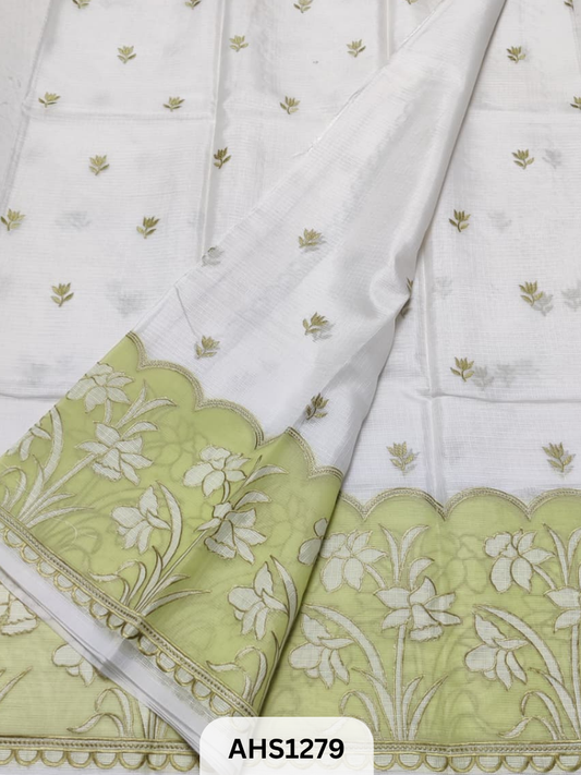 Soft Silk Kota Applique Work Saree