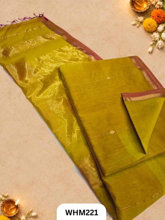 Pure Maheshwari Handloom Dual Tone Diamand Butti Line Saree