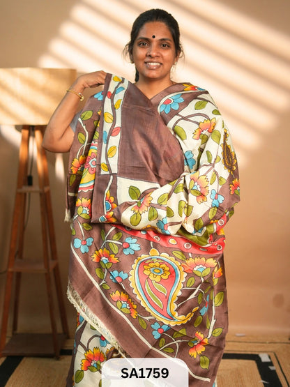 MURSHIDABAD SILK SAREE HAND PAINTED