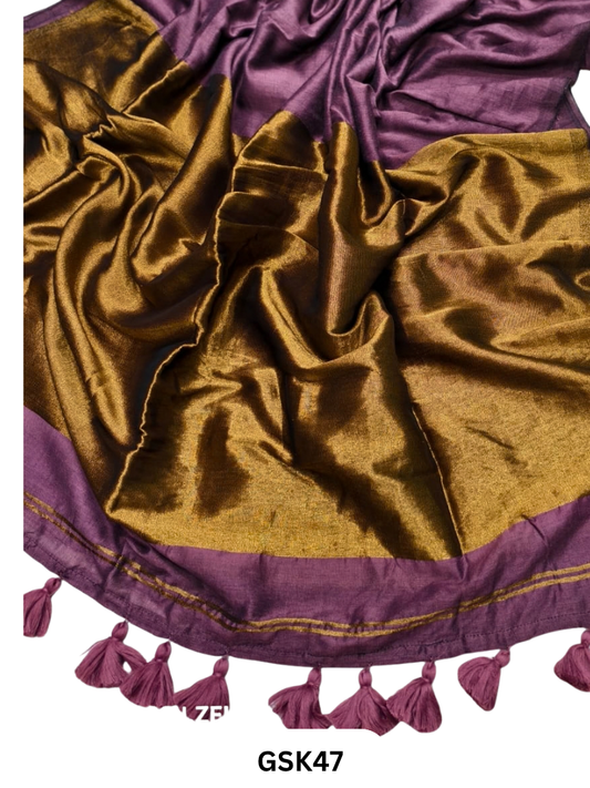 Plain Modal Tissue Saree With Blouse piece